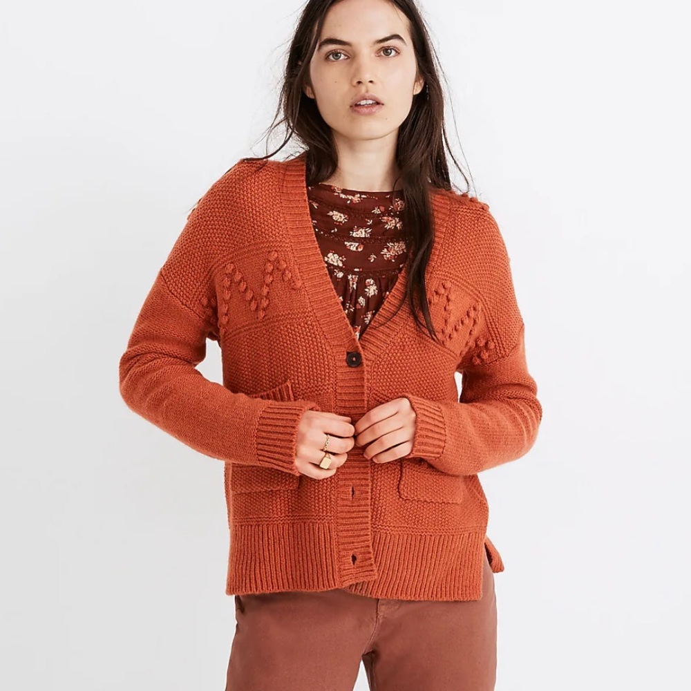 Madewell Zigzag Bobble Cardigan Alpaca Wool Blend Sweater